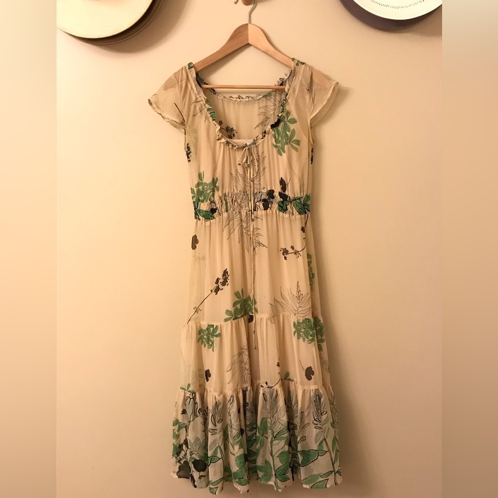 Vintage ANTHRO Odille Silk Floral Dress Size 2